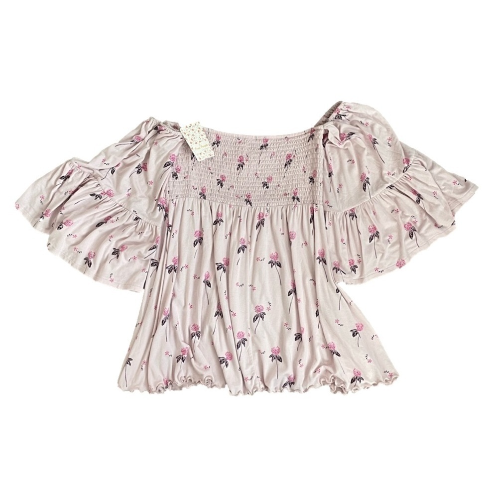 Free People Pink Cloud Berry Off Shoulder Top, M - Picture 5 of 10